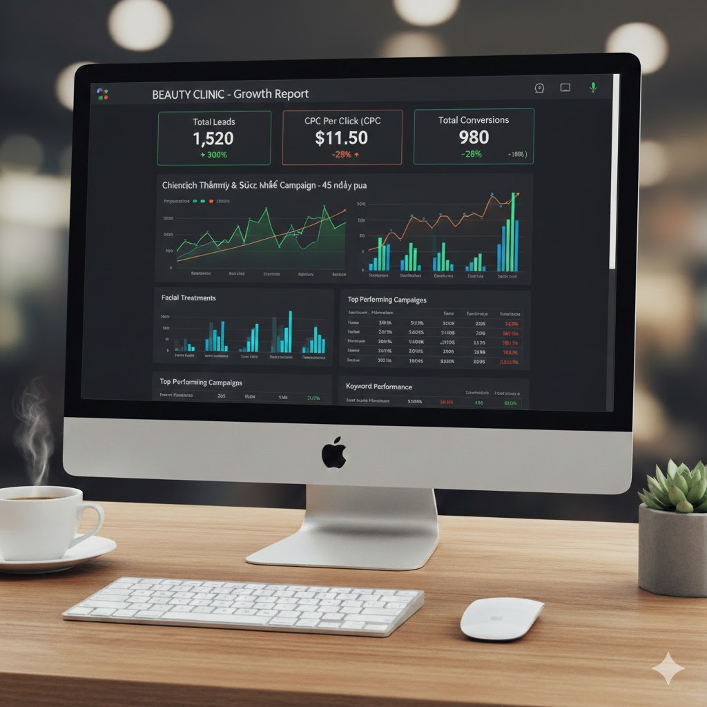 Thẩm mỹ viện – tăng 300% lead, CPC giảm 28%